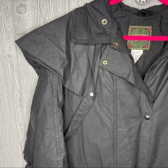Australian outback extra long black Stockman Duster oilskin slicker ranch trench - Picture 5 of 9